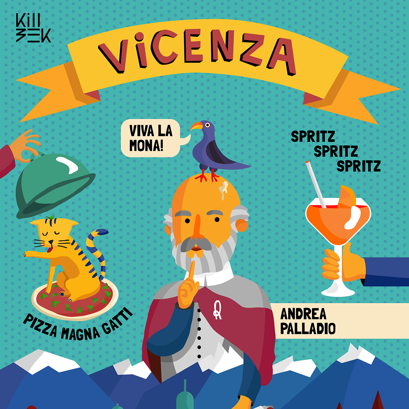 vicenza design graphic design  ILLUSTRATION  city Palladio Italy adobe illustrator killbeek wacom