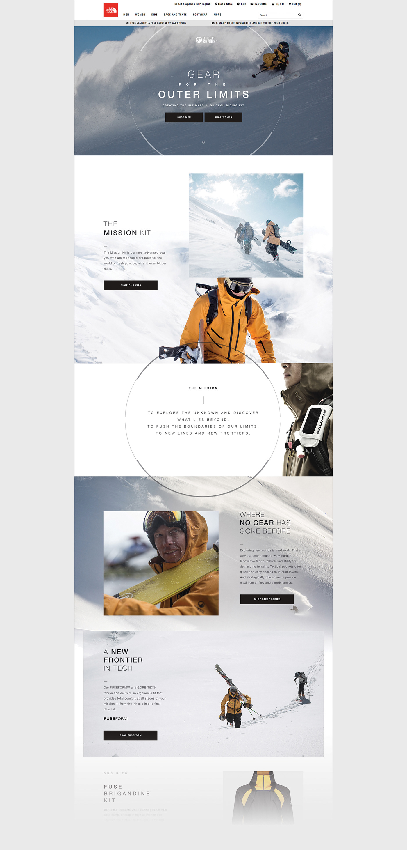 design Web UI ux sports snow e-commerce product art direction 