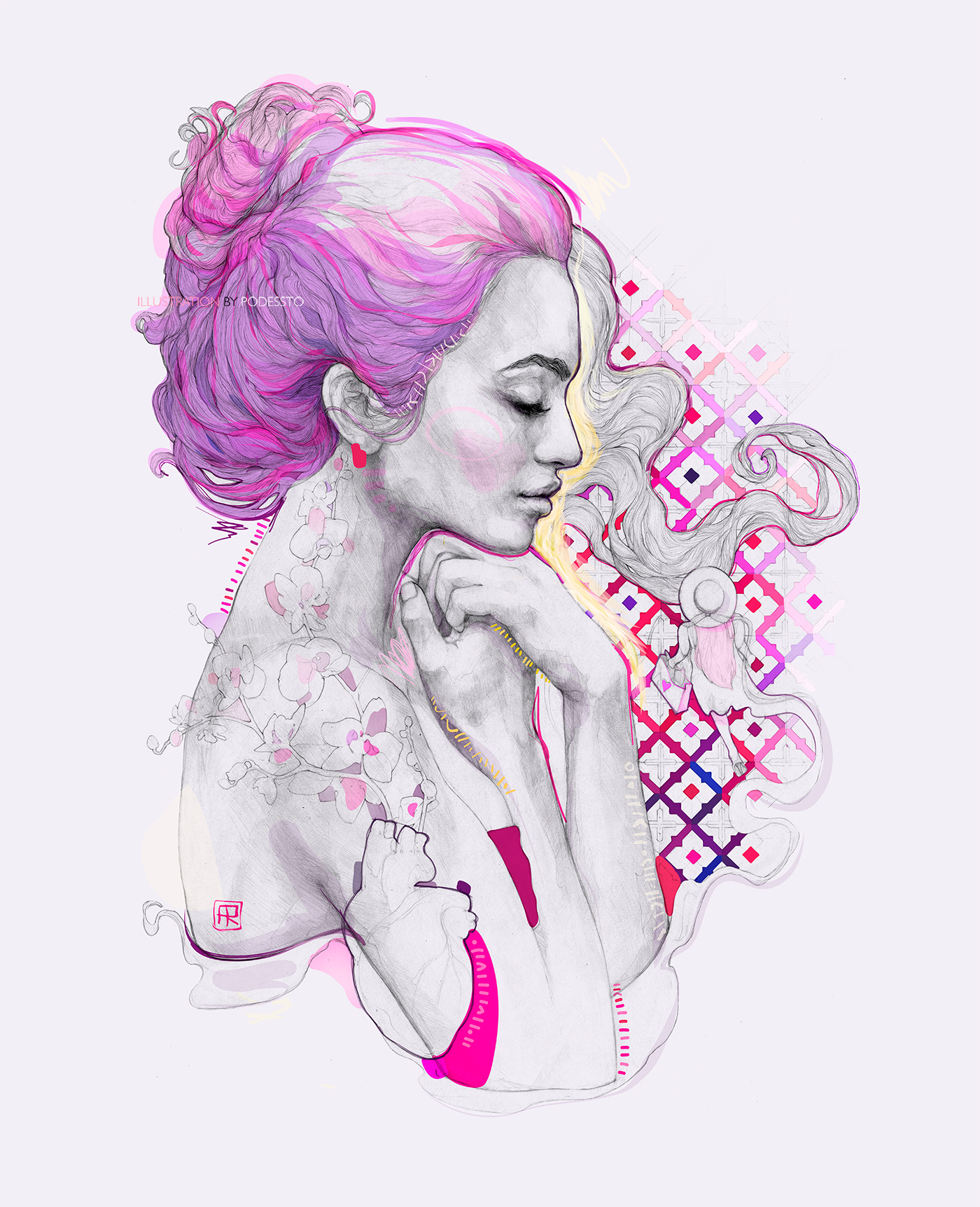 animation  pink neon Fashion  girl heart colorful dream Flowers purple