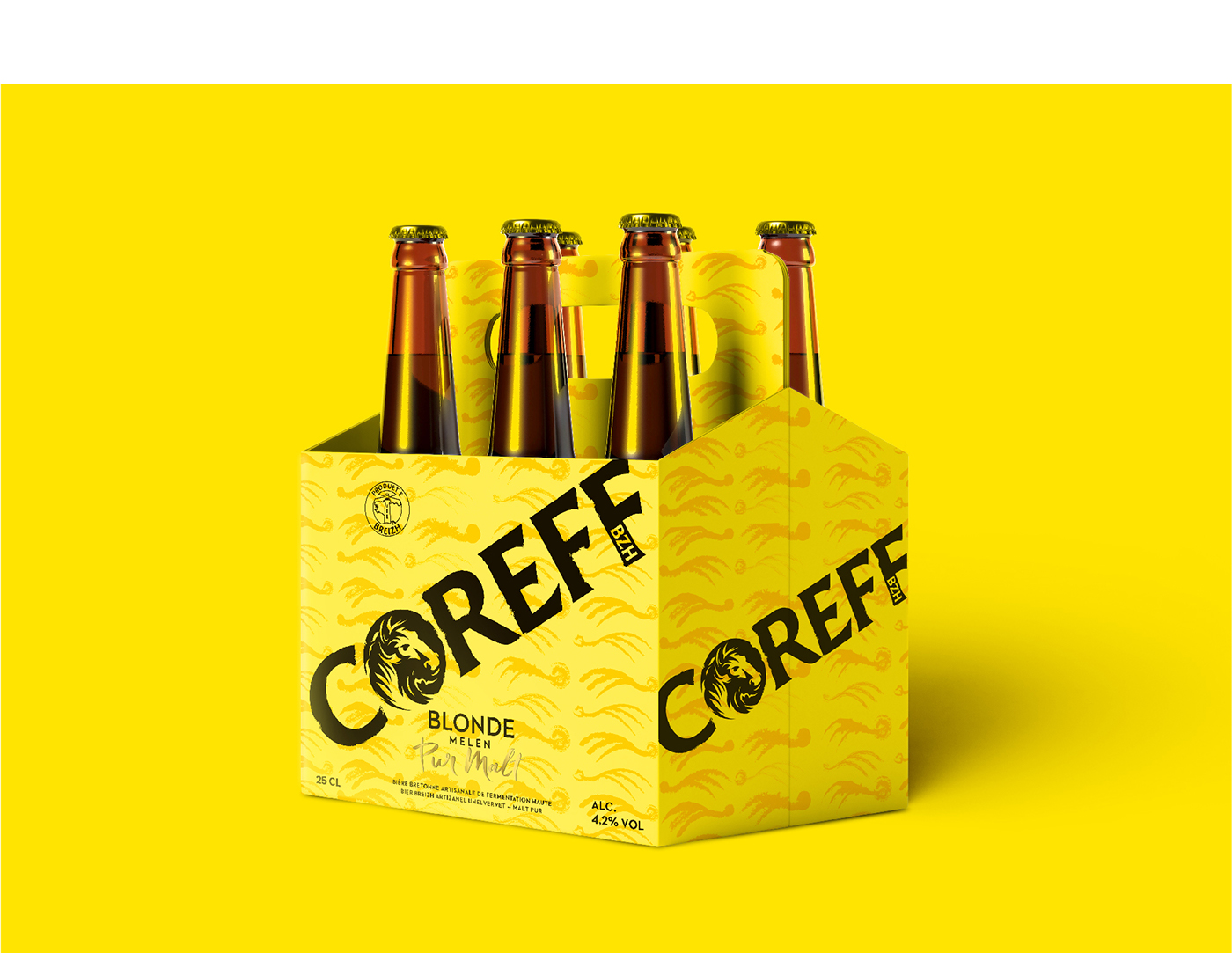 beer bière branding  Packaging horse COREFF bzh alcohol beverage yellow