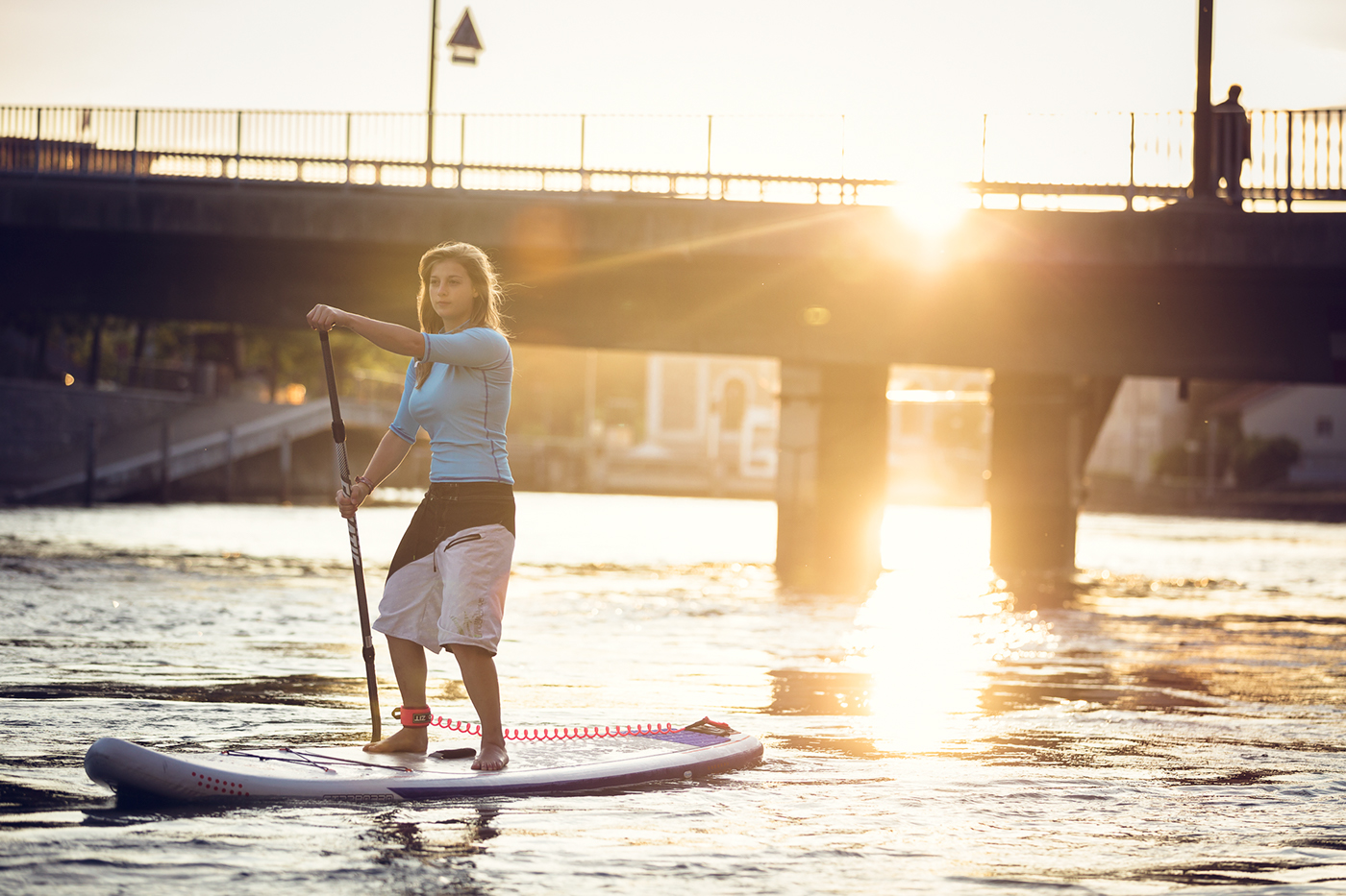 lifestyle SUP Paddle Active Watersports paddleboard sport advertisement Urban water shoot location girl pinup athlete pro instructor