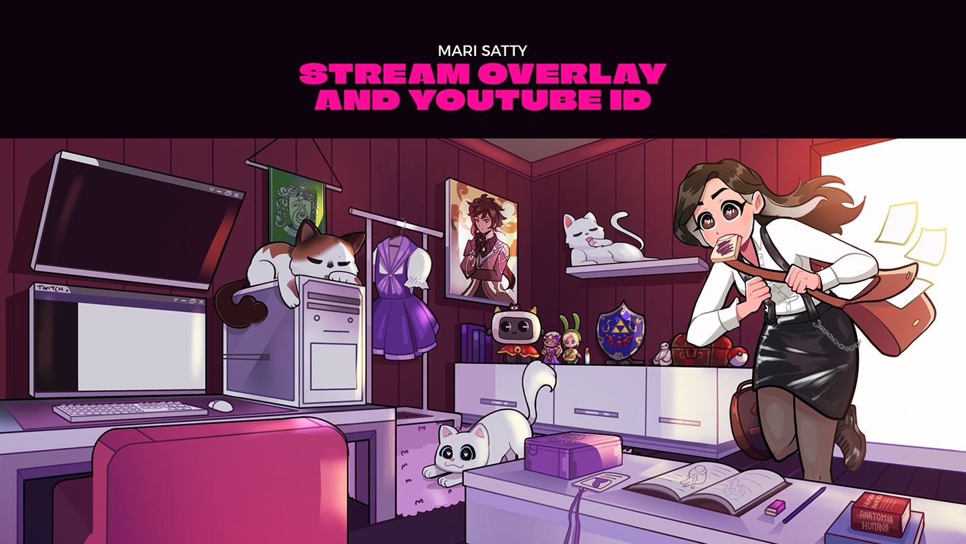 stream Twitch Overlay Gaming youtube cartoon digital illustration dating game