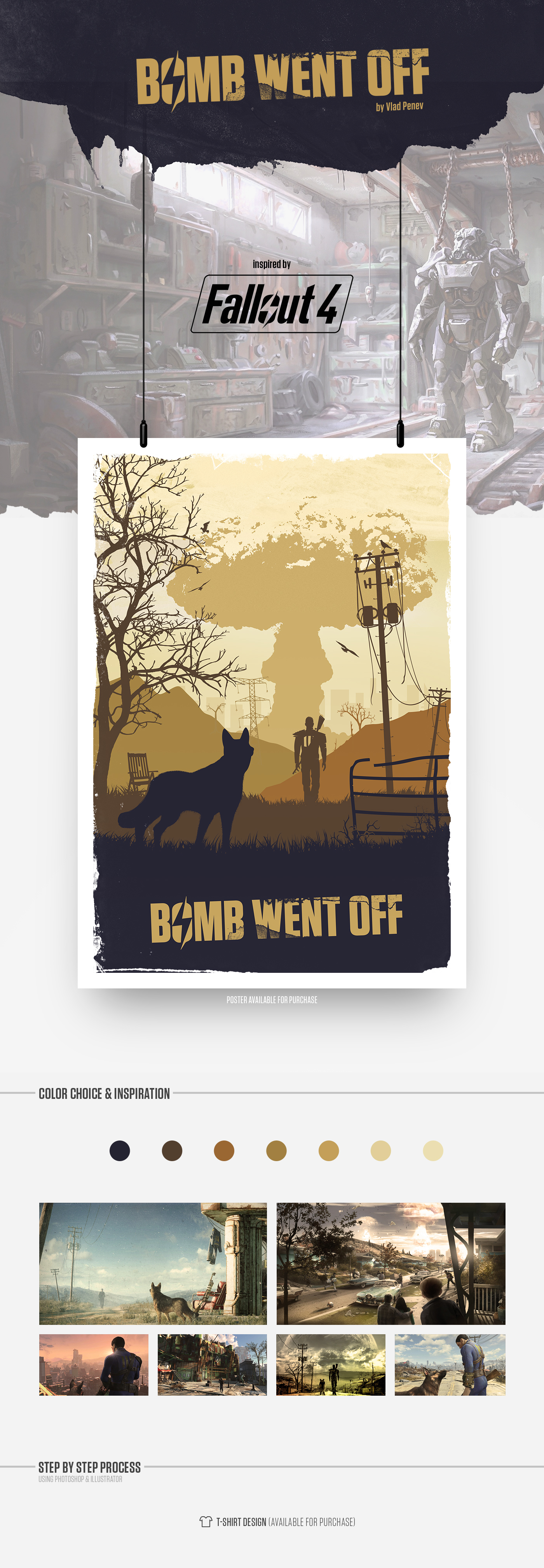 fallout fallout4 bomb inspiration photoshop Illustrator poster tshirt t-shirt sillhouette flat explosion hazard dog