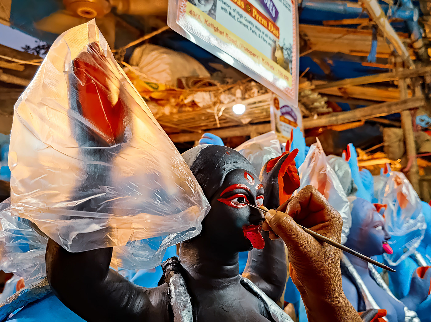 culture festival Hindu India kali Kolkata kumortuli night Street Travel