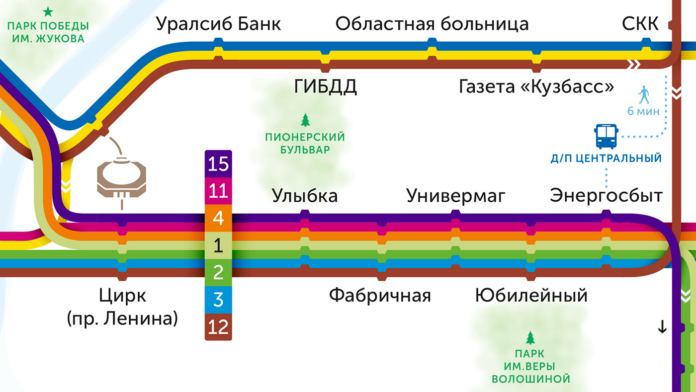 map scheme trolleybus routes sights Russia bus subway navigation