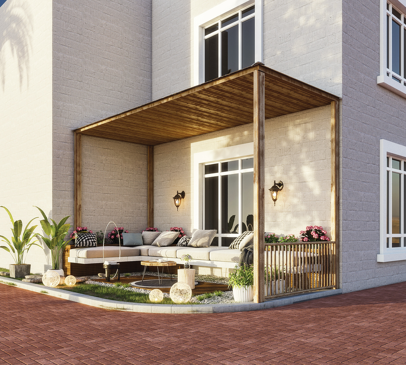 architecture exterior exterior design KSA Landscape Outdoor Design sitting are UAE vray render