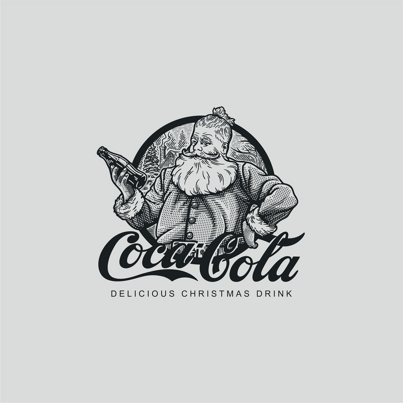 Coca Cola cola engraving new year redesign Santa Claus vintage гравюра гравюраназаказ логотип