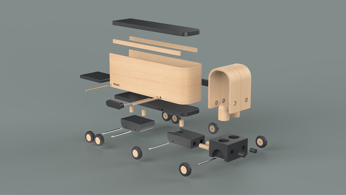 concept design industrial design  kids product design  toy design  Truck wood wooden toy woods