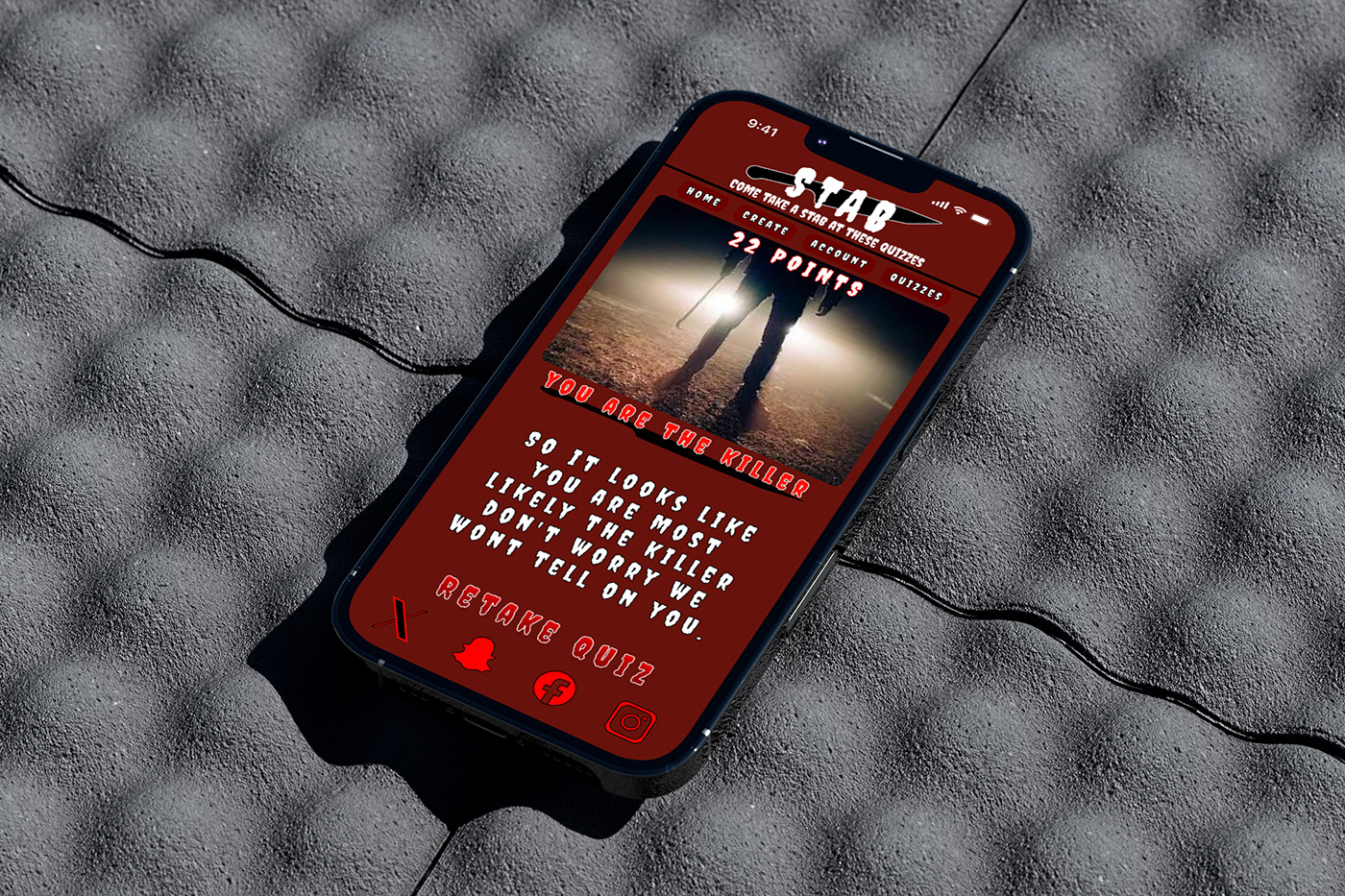 design UI/UX Figma app design horror Scary Quiz Game App ux Can You Survive?