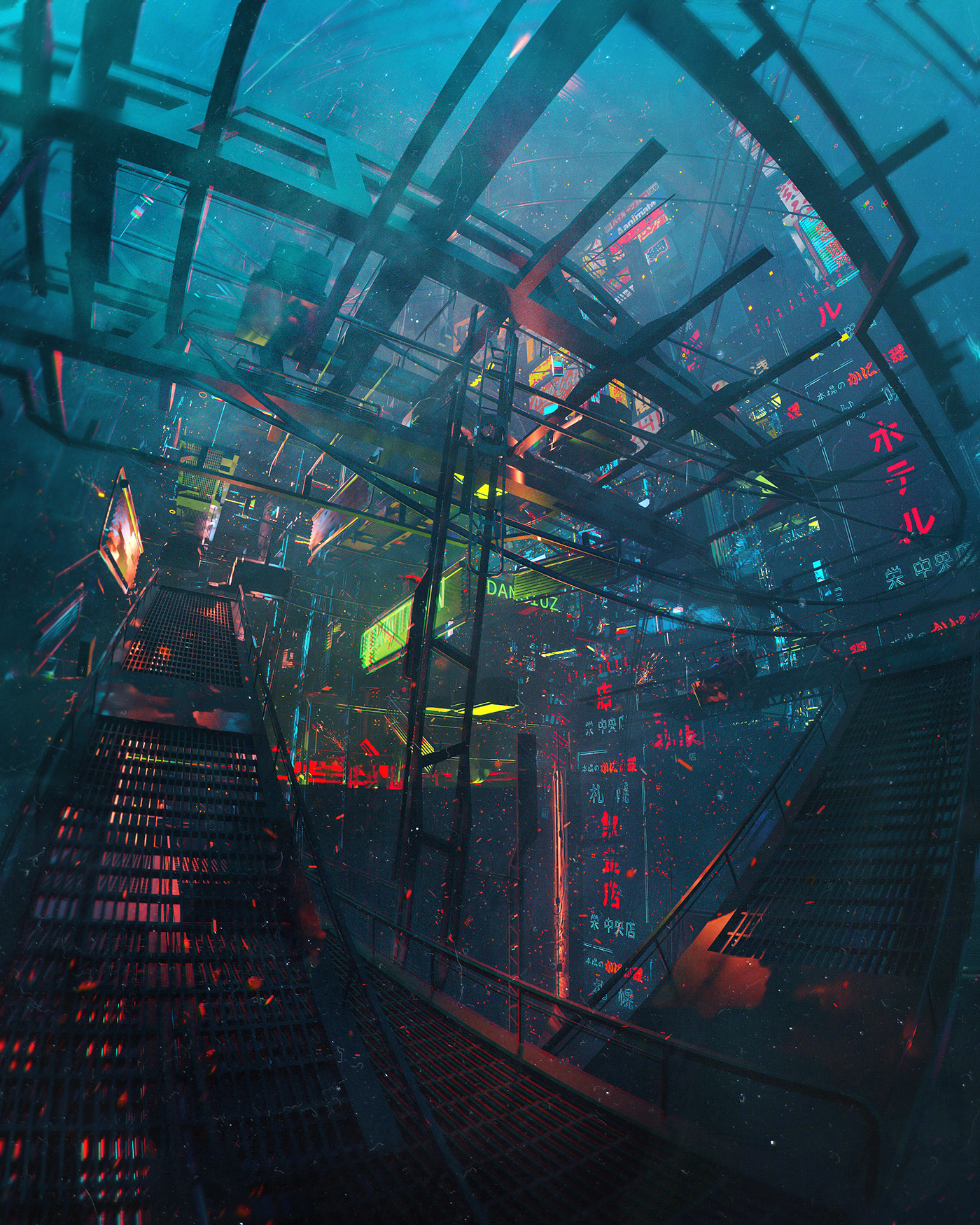 3D architecture c4d cinema 4d Cyberpunk Dangiuz Dystopia octane Scifi vaporwave