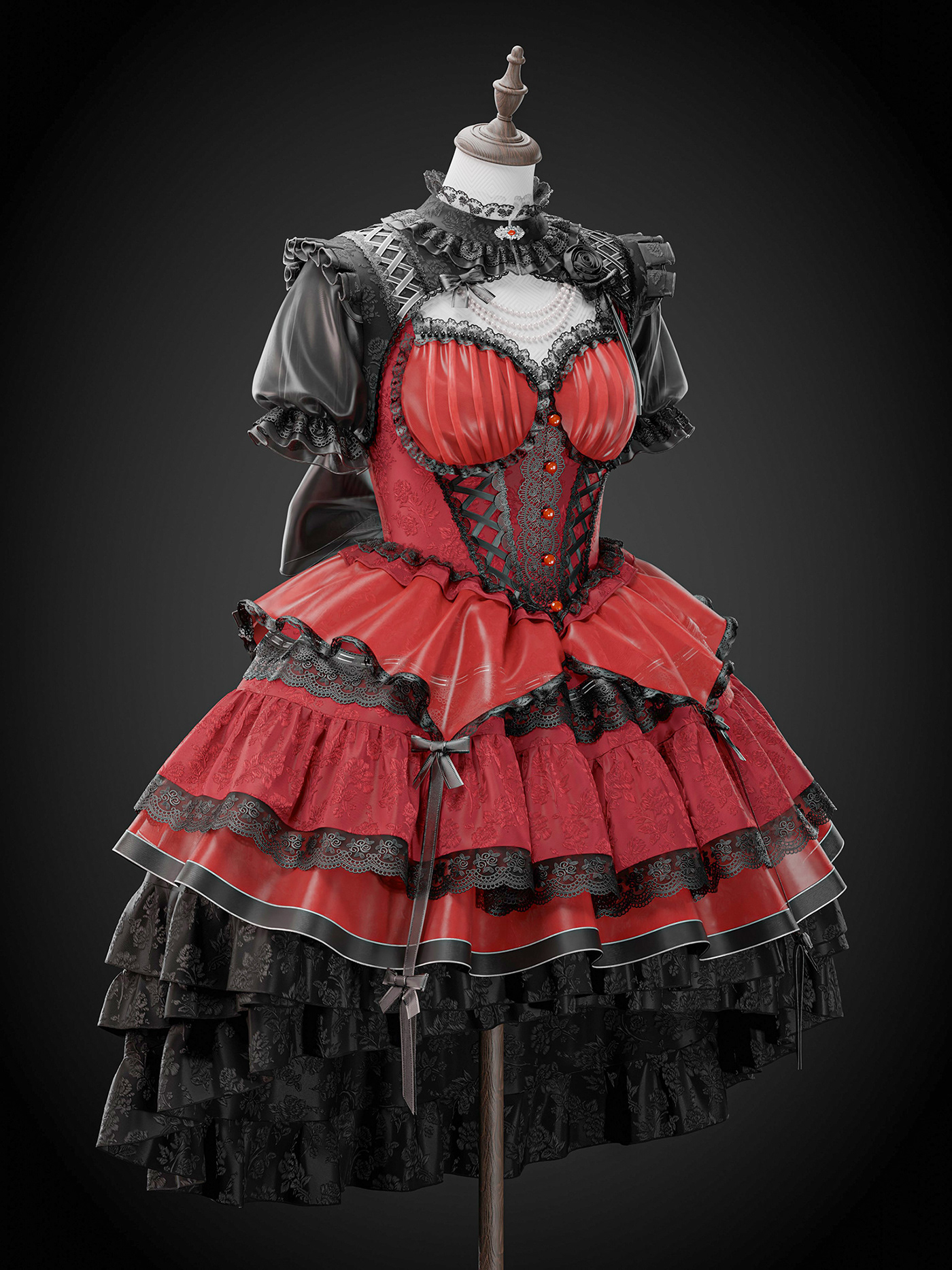 Clothing dress Fashion  costume gothic marvelous designer blender 3d modeling Render cycles