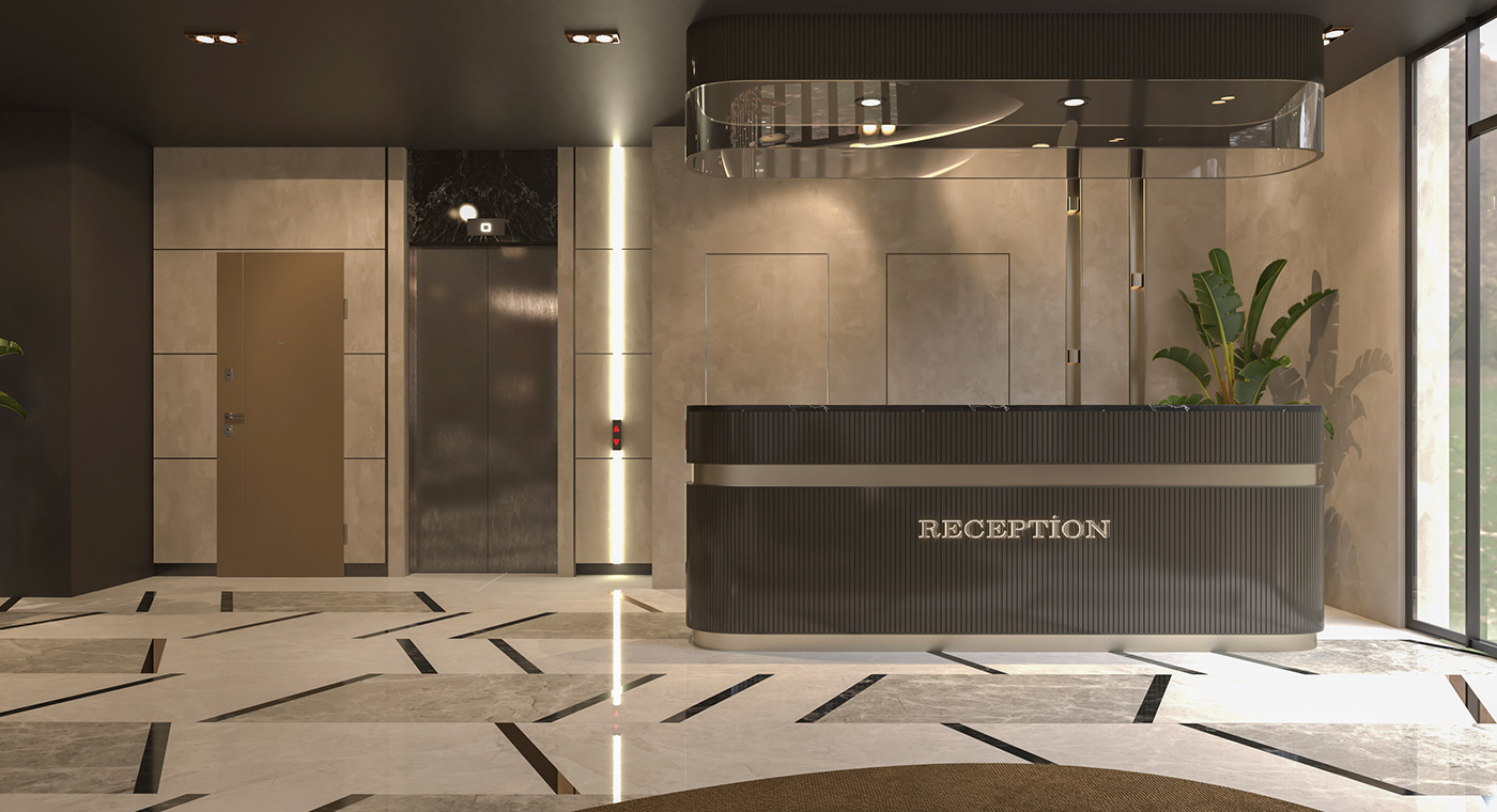 Lobby design interior design  Interior styling  luxury gold Lobi
