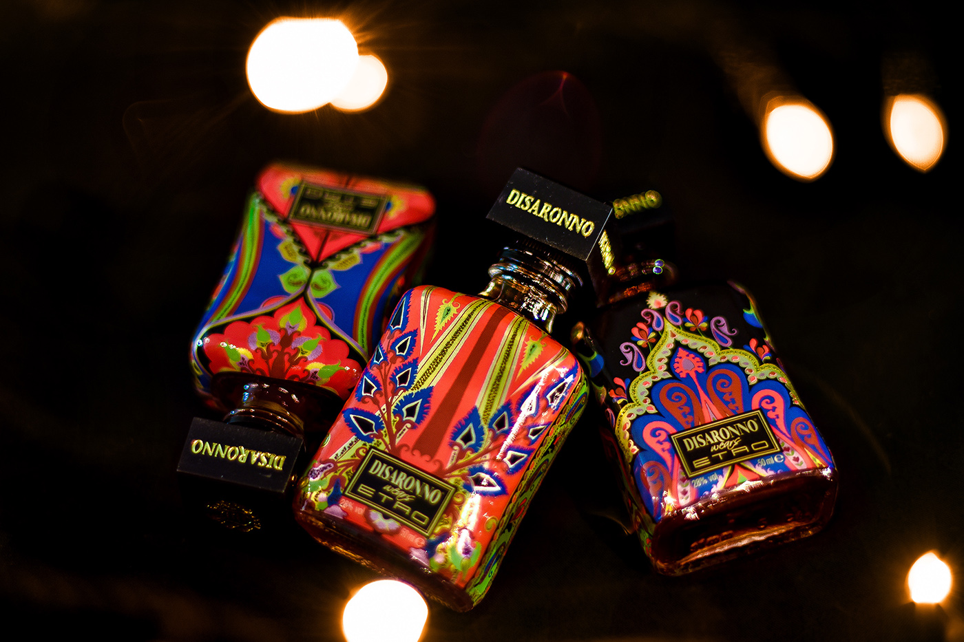 disaronno etro sleeve Disaronno wears Etro special edition Packaging design Label bottle brand identity