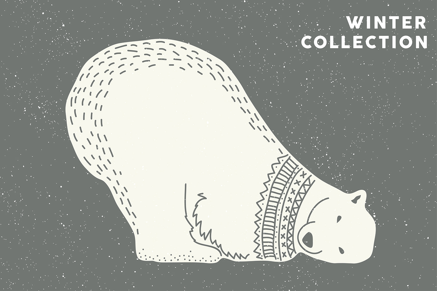 winter snow Christmas bear free vector pattern DIY postcard logo