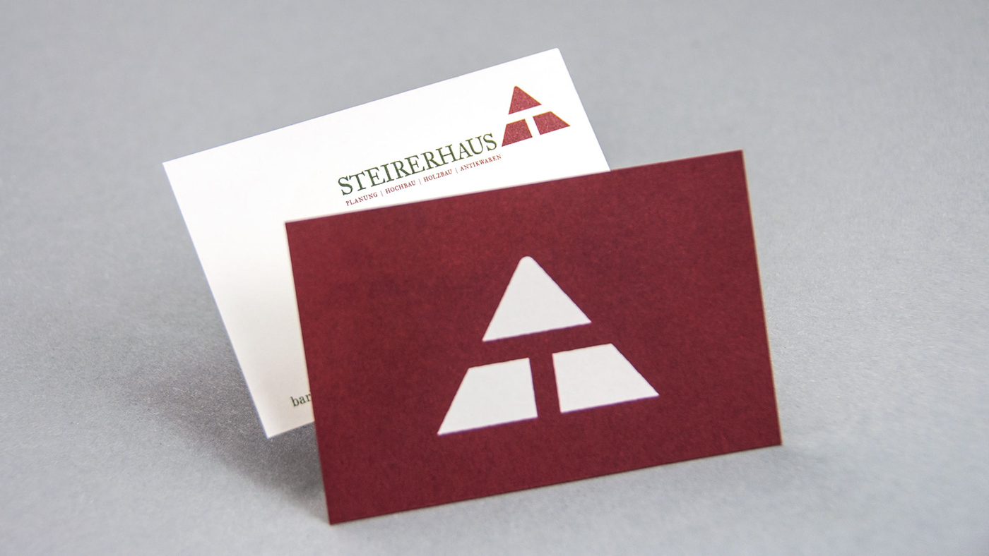 Steirerhaus Visitenkarten Briefpapier kuvert Formulare mappen Inserate Screendesign printdesign studio bleifrei