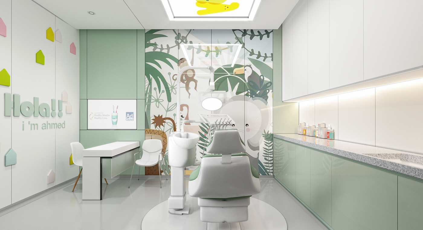 3dsmax clinic interior design Colourful  corona renderer dental clinic interior design  Interior Visualization minimal modern visualization