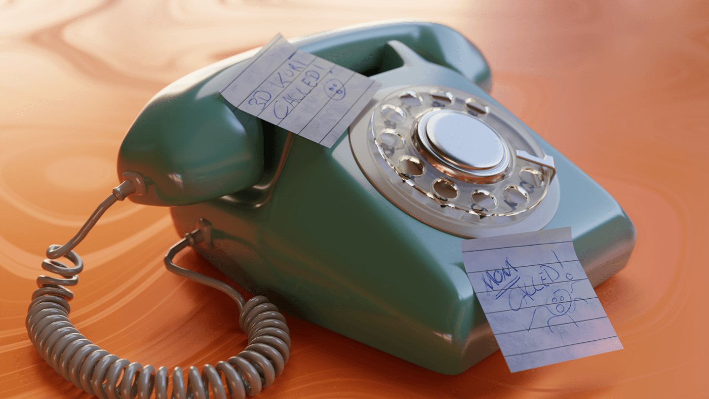 Retro phone telephone Wired vintage not ai handmade 3D blender modeled