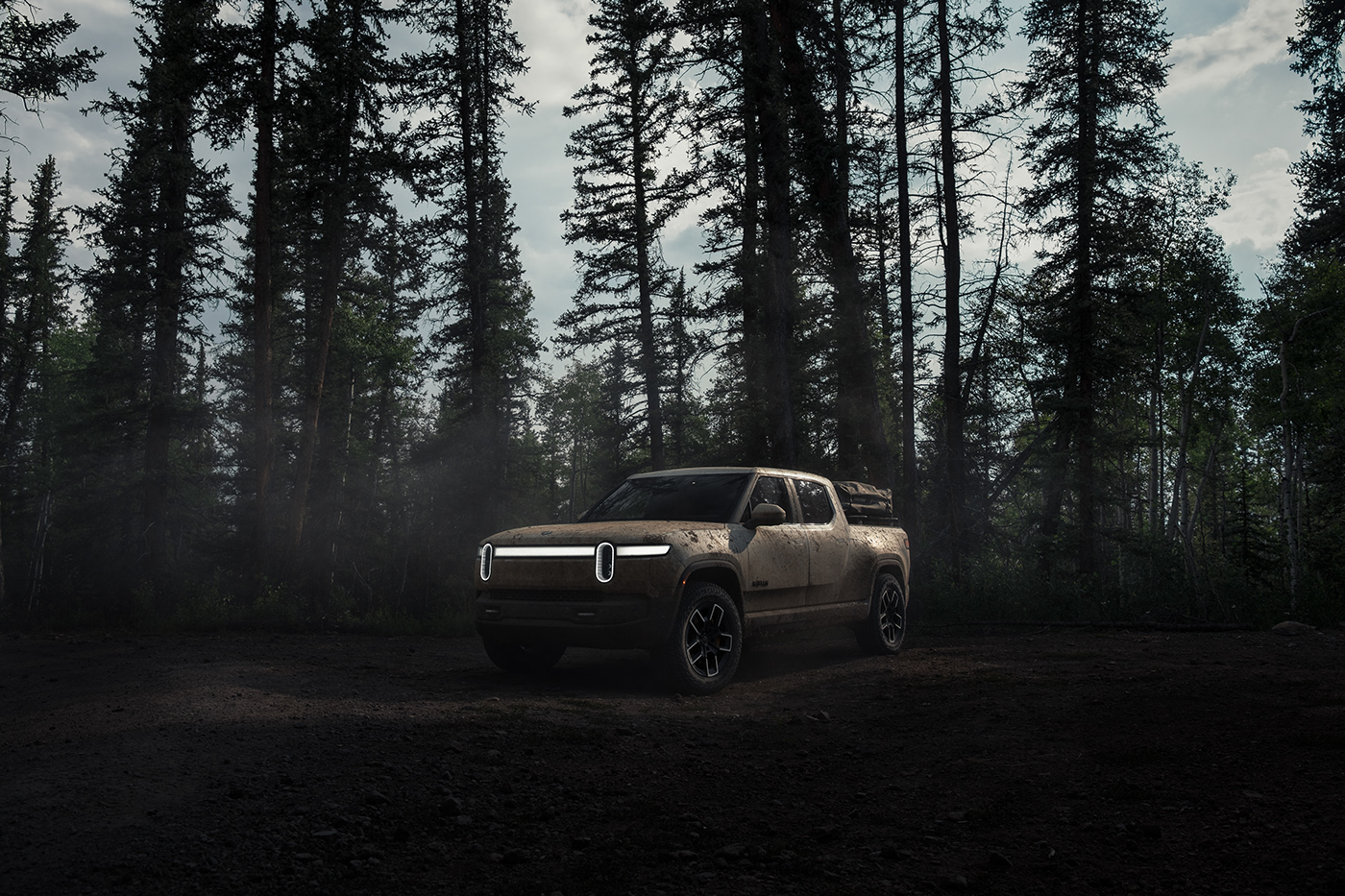 adventure automotive   colors electric forest Moody Outdoor Photography  Rivian Truck
