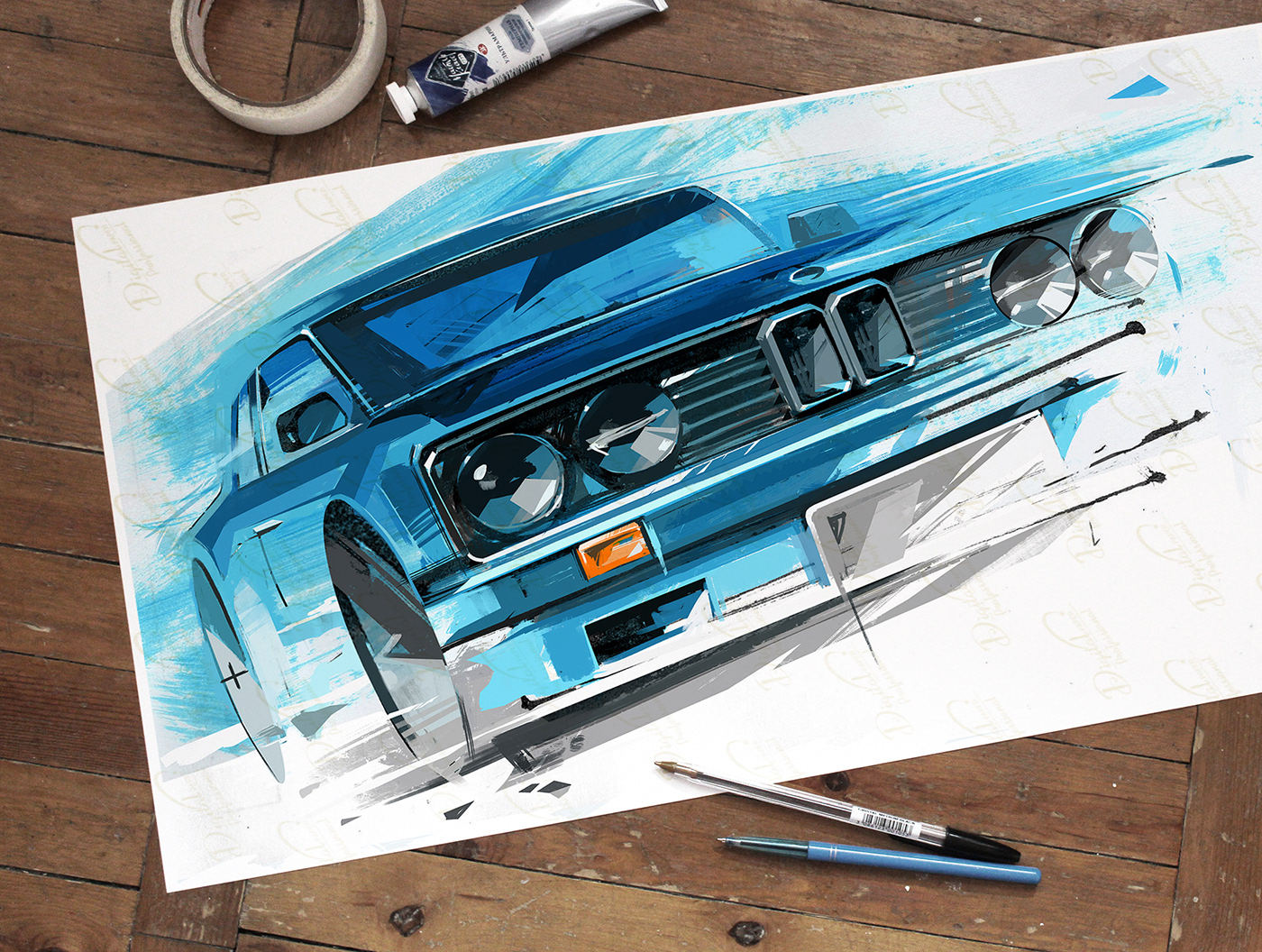 BMW car art Car Draw Car Illustration car painting