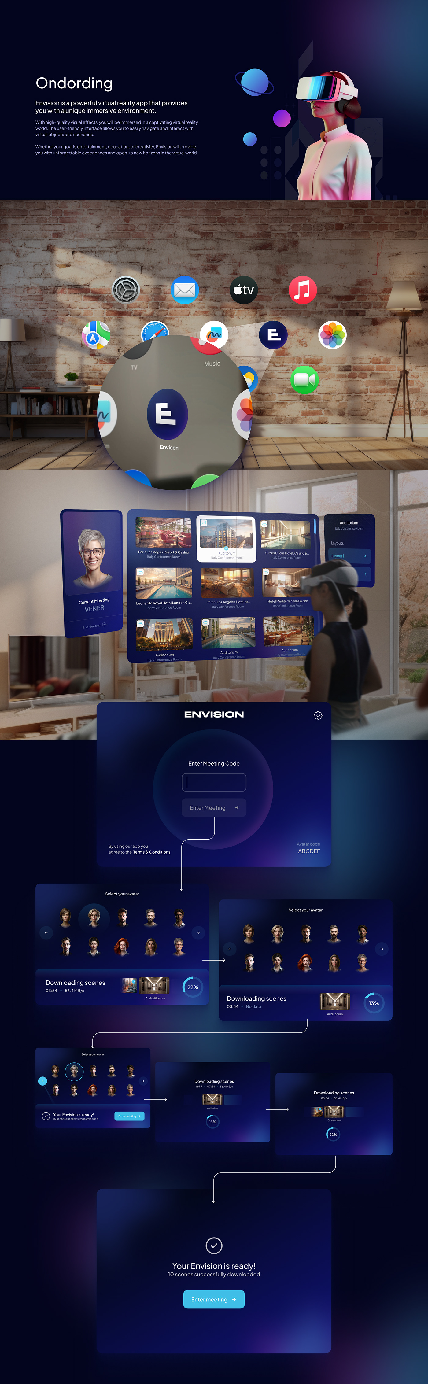 Interface Virtual reality 3D metaverse apple vision pro UI/UX Figma user interface vr vrdesign