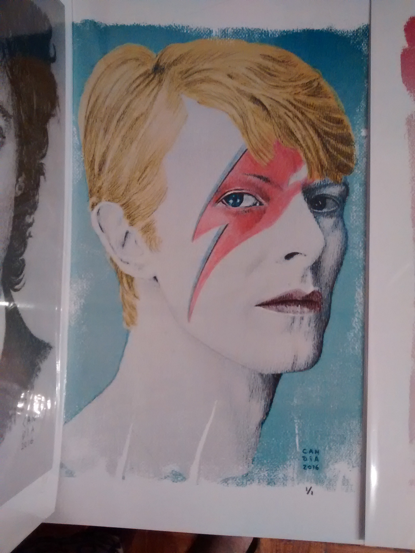 Bowie davidbowie Stardust mixedmedia pencil Drawing  portrait Rockstar rock pop