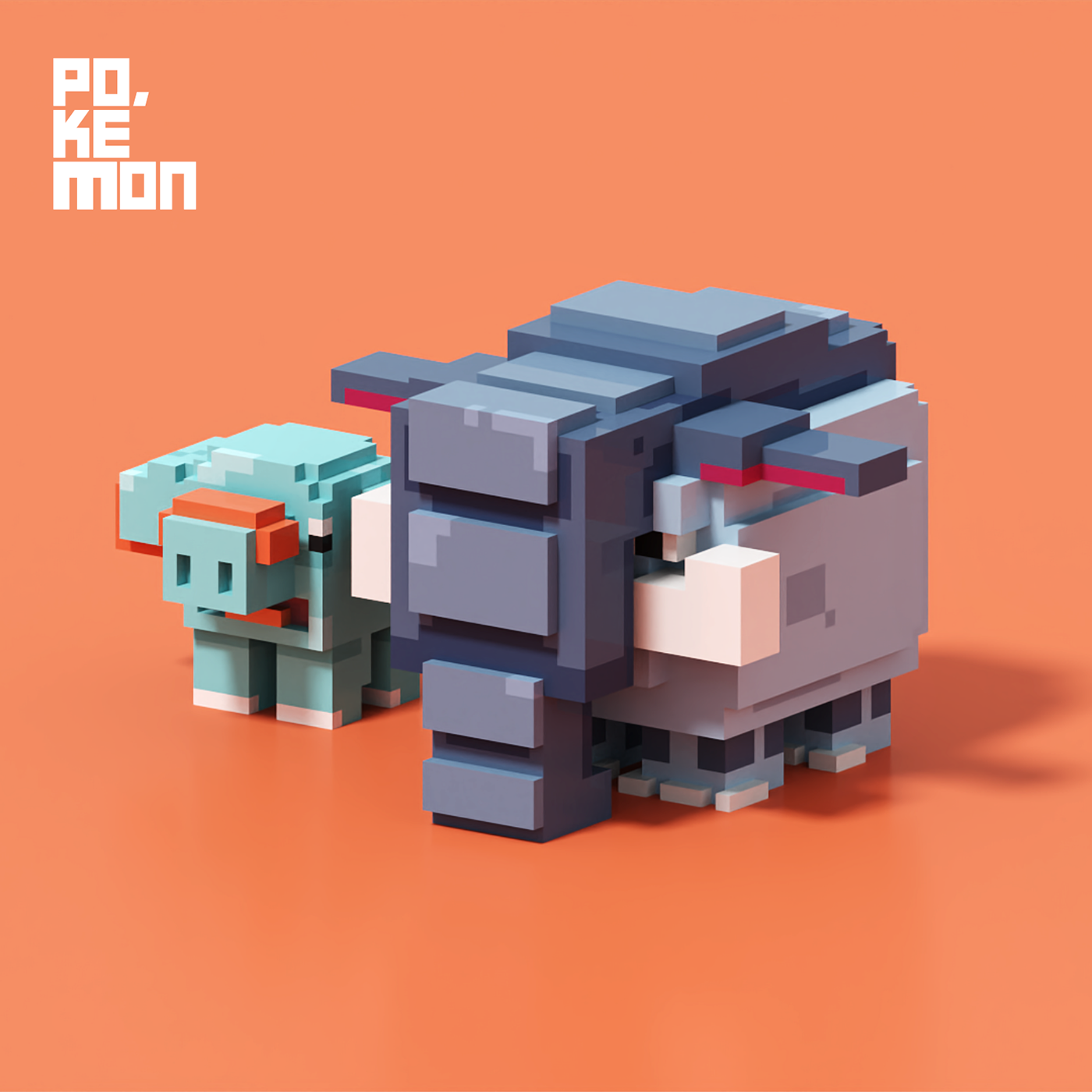 characterdesign digitalart gameart LEGO minecraft pixel Pokemon voxelart