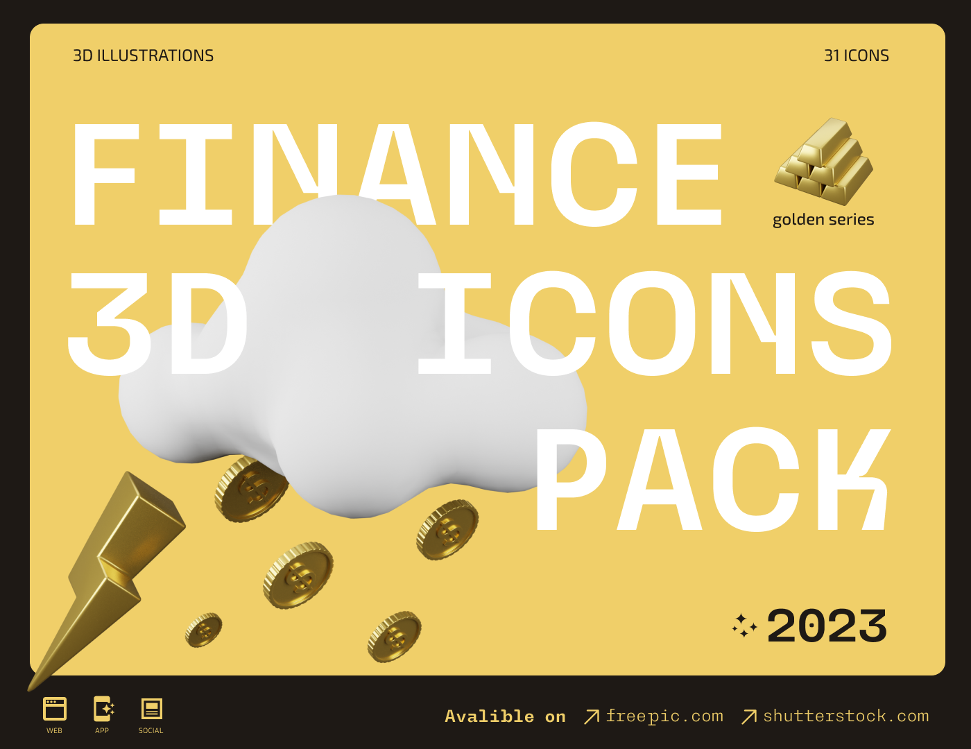 3d icon 3D 3d icons 3d icons pack blender Cycles render finance gold icon design  metallic