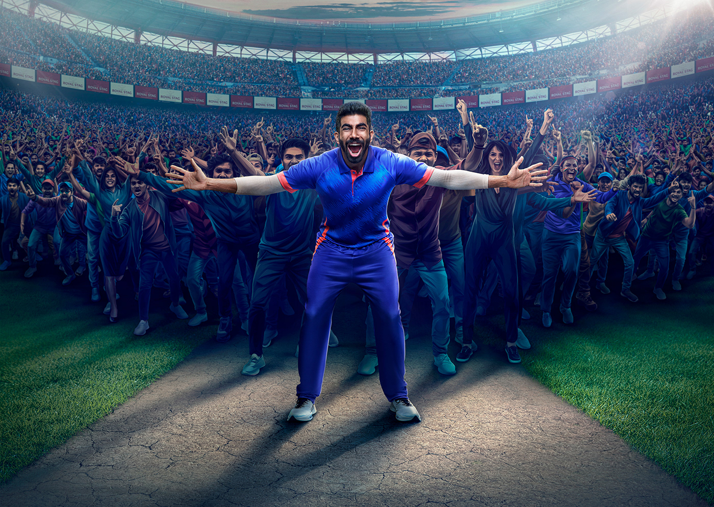 cricketworldcup ILLUSTRATION  Jasprit Bumrah pernod ricard pixorange Post Production retouch Rohitsharma Royalstag Suryakumar yadav