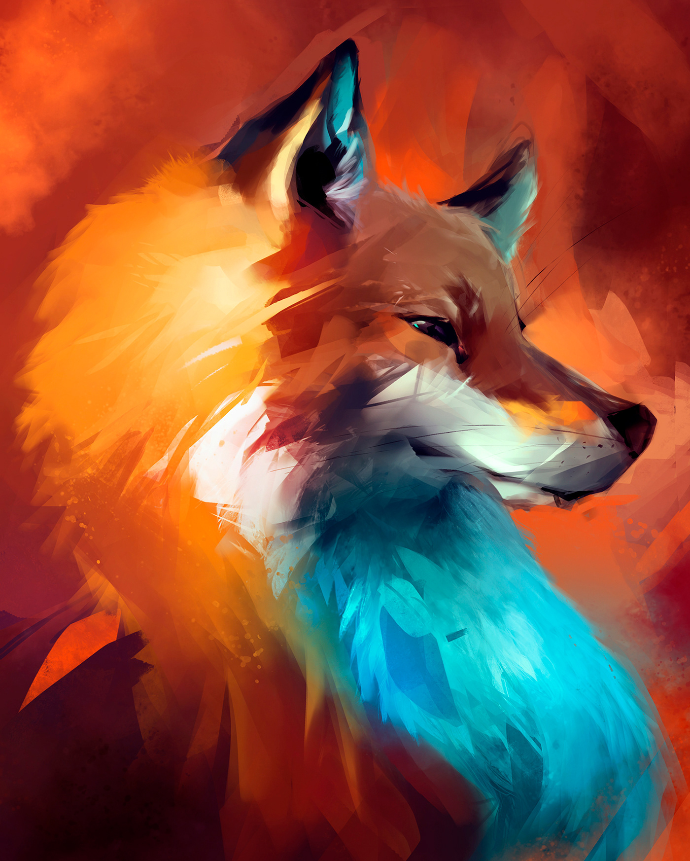 animal painting   sketch portrait digital painting art concept art ILLUSTRATION  FOX wild