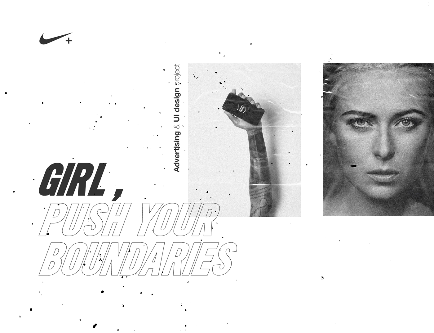 Advertising  application boundaries challenge girl Nike running sport UI ux