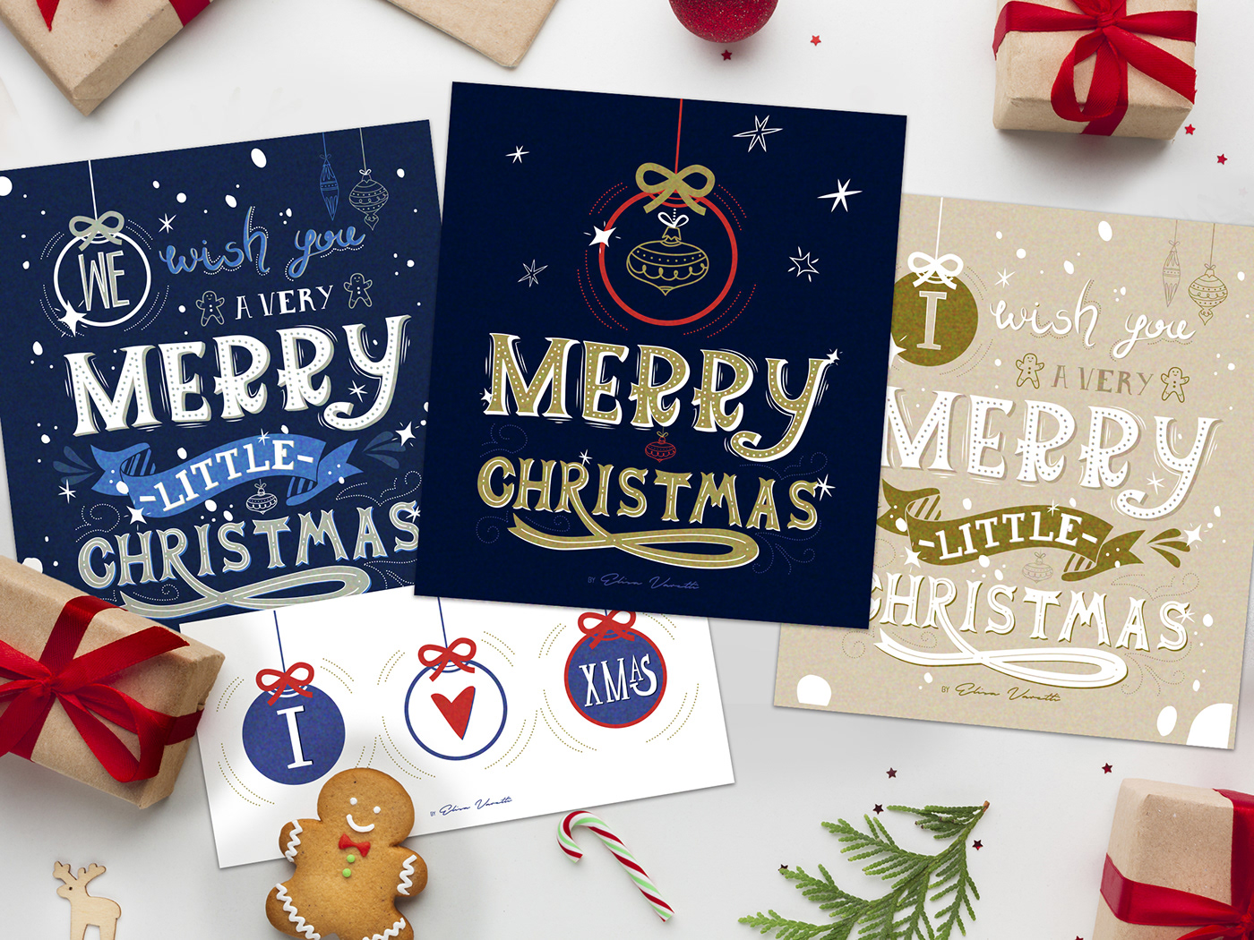 greeting card Handlettering card Christmas digitalart gift gingerbread man holidays Icon pattern snow vector winter