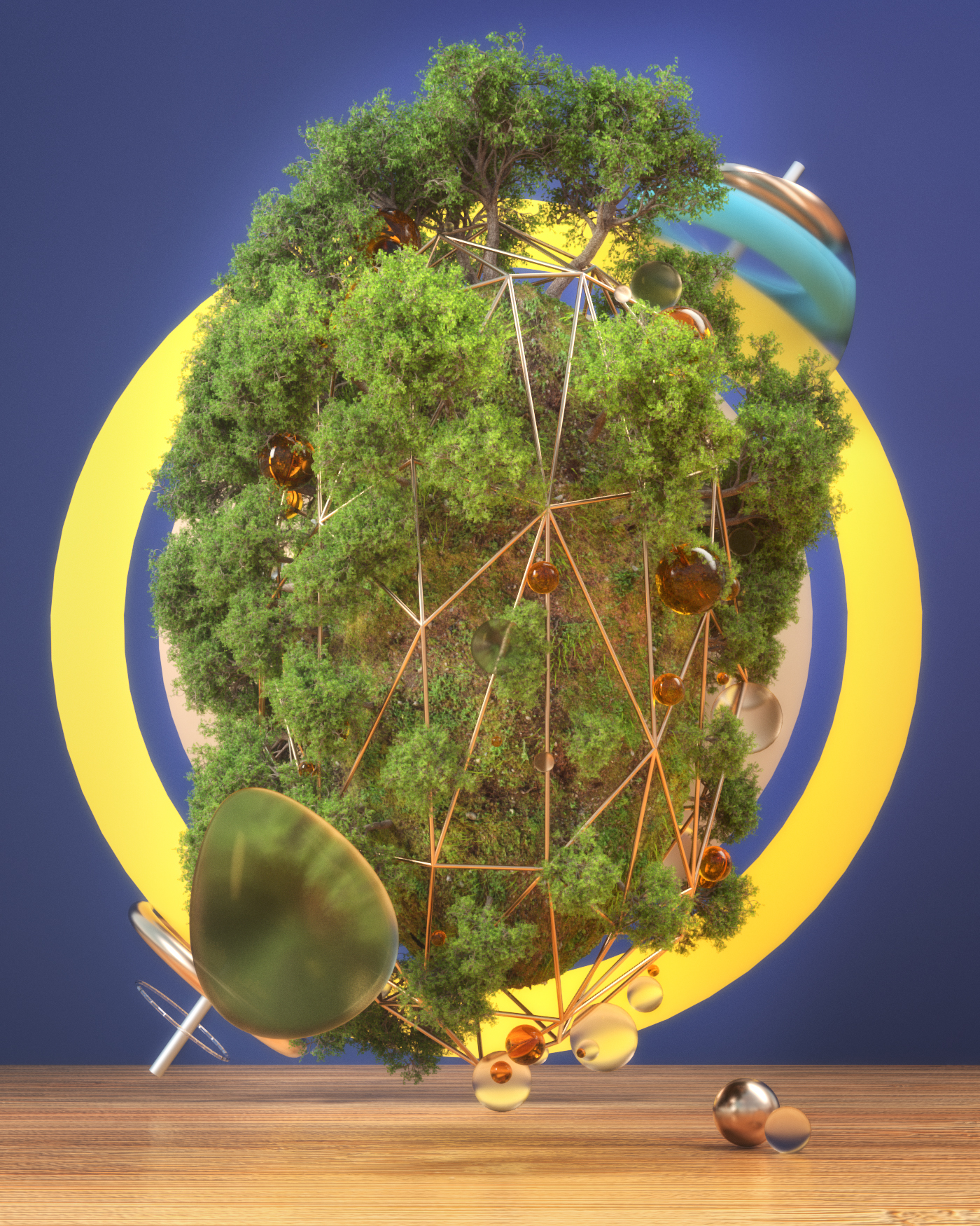 3D Render MoGraph surreal abstract fantasy Nature Landscape set design  studio