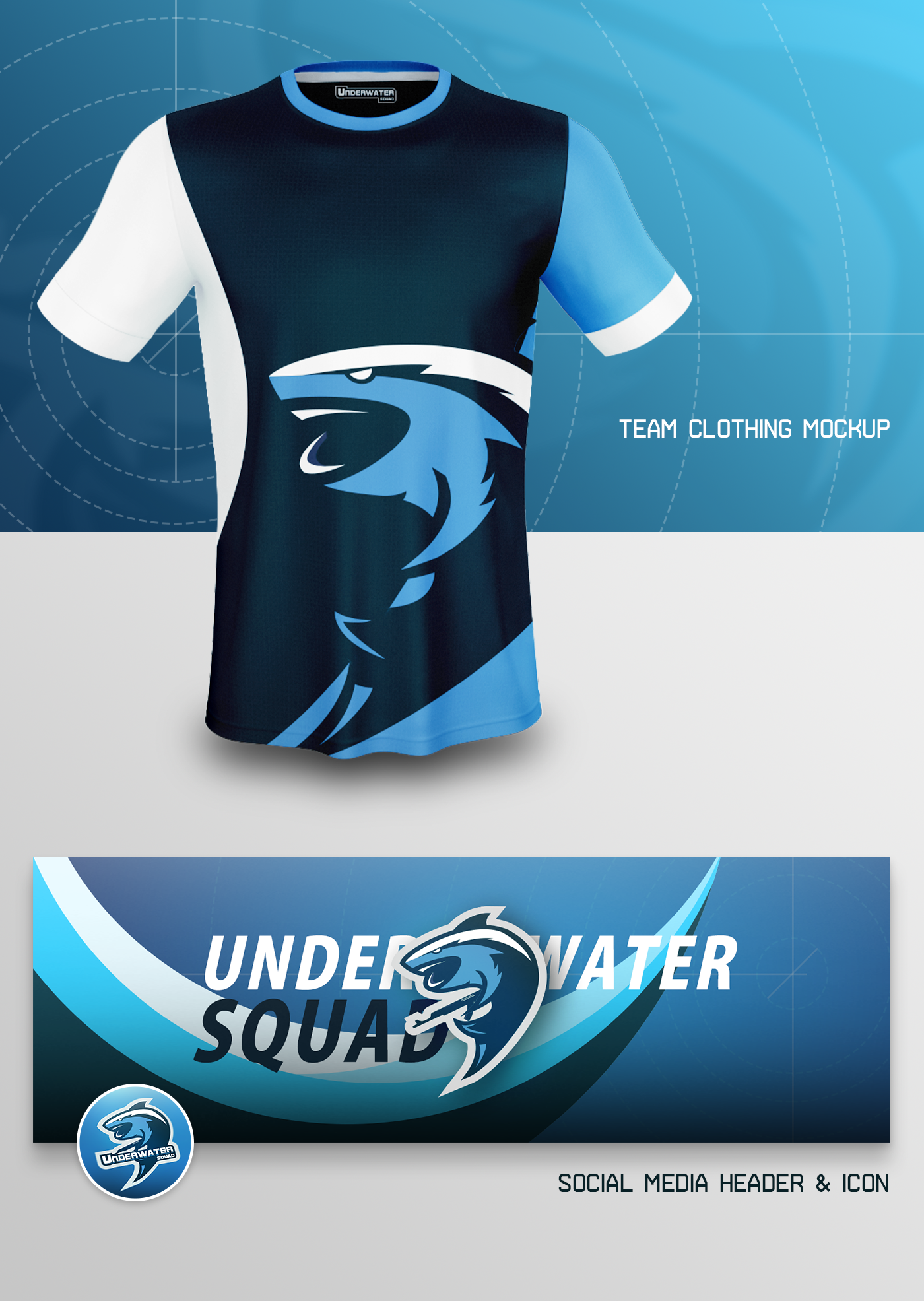 esports Mascot logo shark underwater squad mascot logo Sports logo blue overwatch  E-Sports