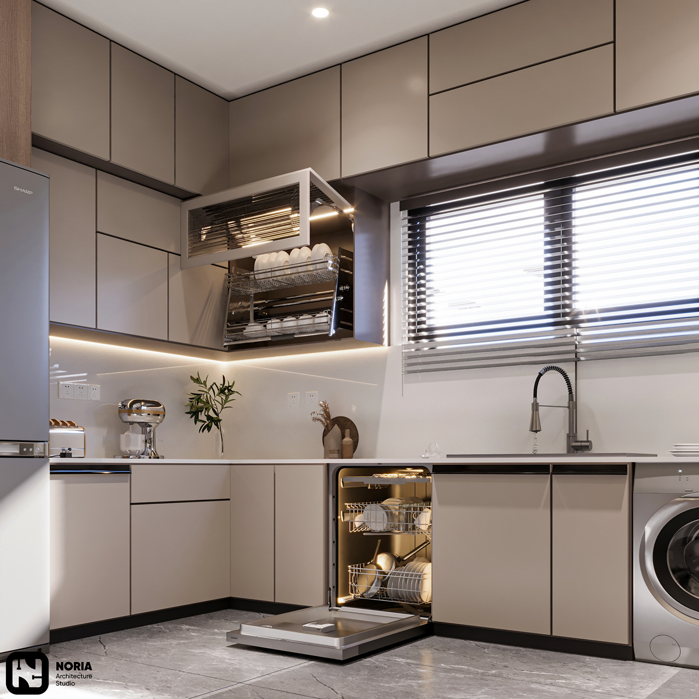 interior design  architecture Render visualization corona modern 3ds max archviz 3D american kitchen