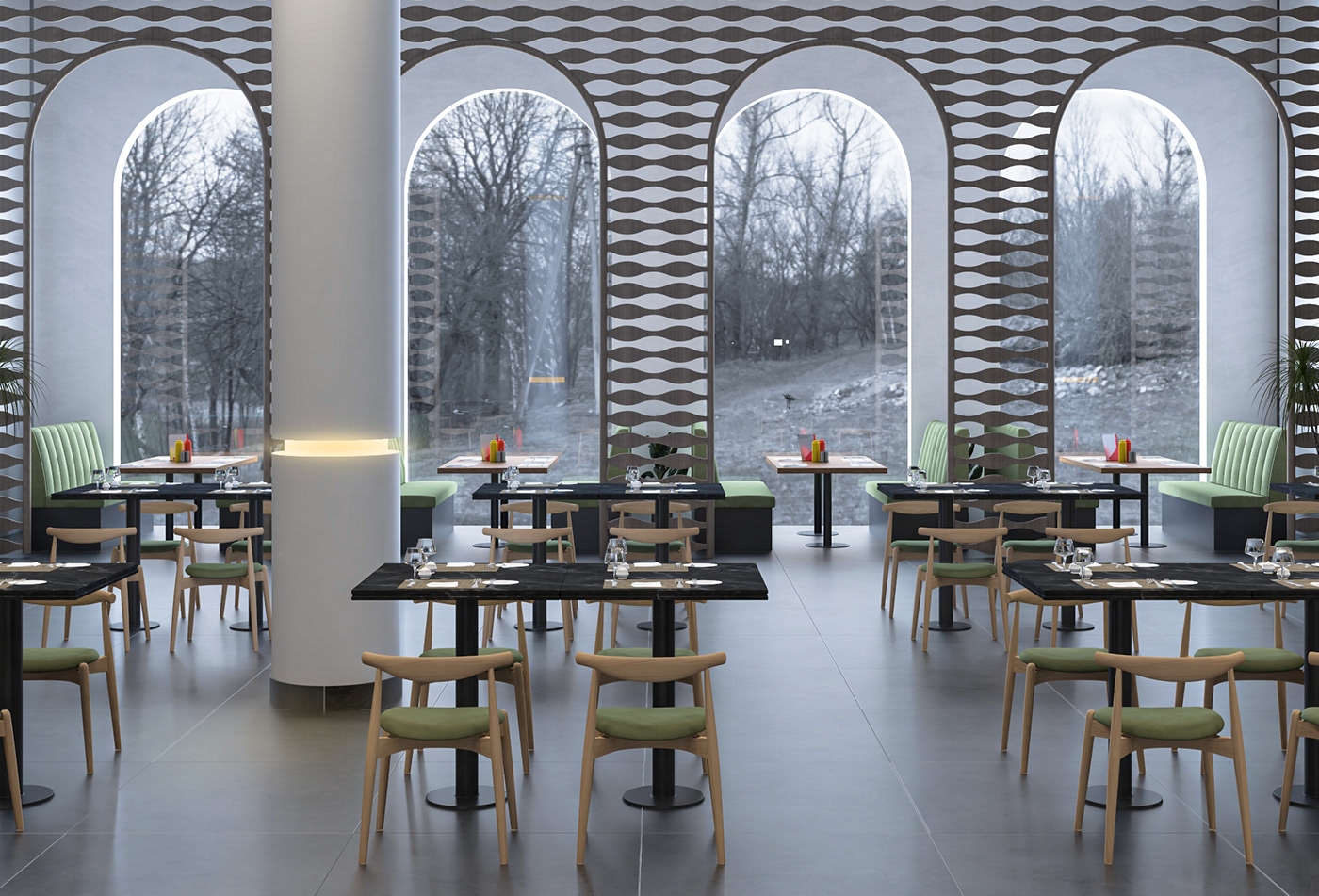 AutoCAD 3ds max interior design  designer restaurant Render vray architecture modern 3D