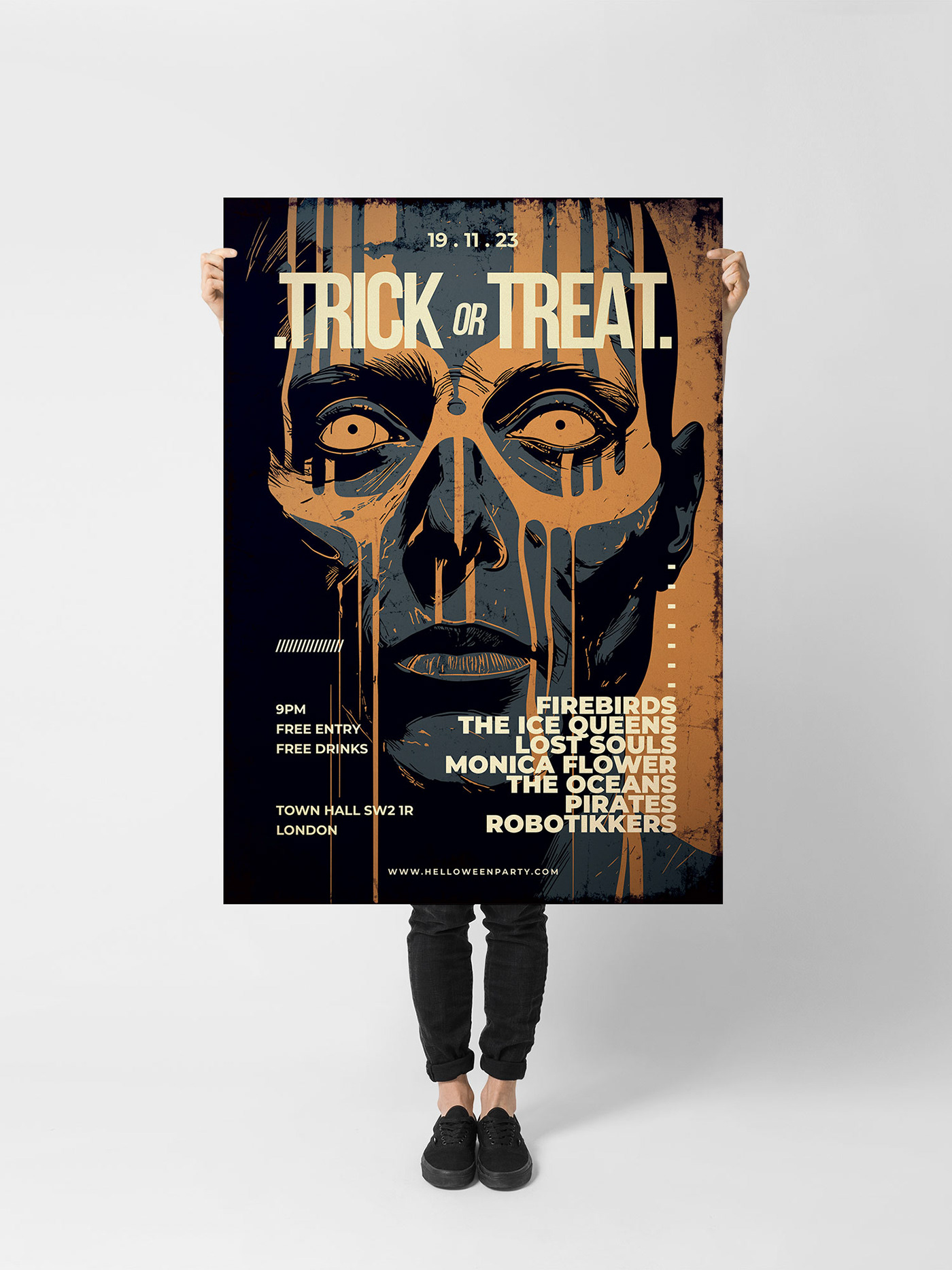 helloween poster Scary spooky pumpkin typography   music Event party festival
