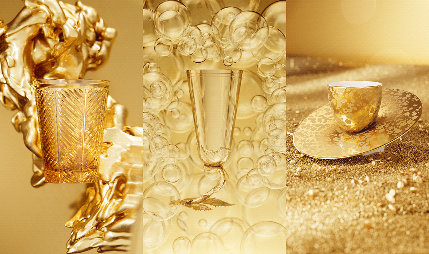 gold luxury Liquid particles glass