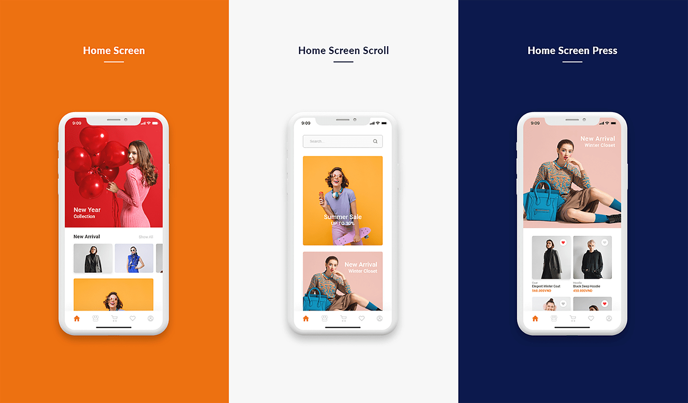 app blue Fashion  orange Shopping technical uiux White e-commerce