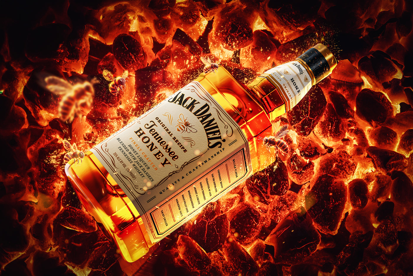 fire Advertising  CGI 3D retouch blender drink wiskey ia kv