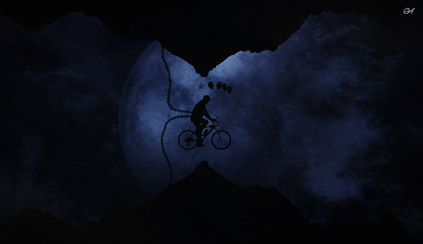 optimistic moon Ps25Under25 Bike man chain mountain Silhouette