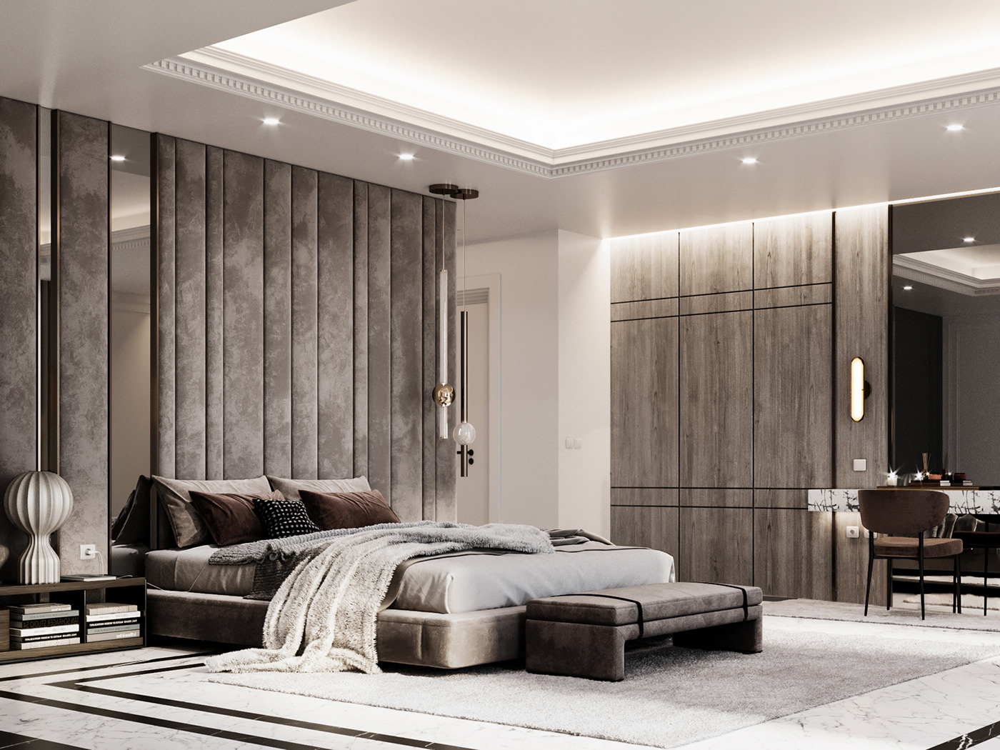 3D Beirut dubai interior design  Kuwait lebanon luxury master bedroom Qatar Saudi Arabia