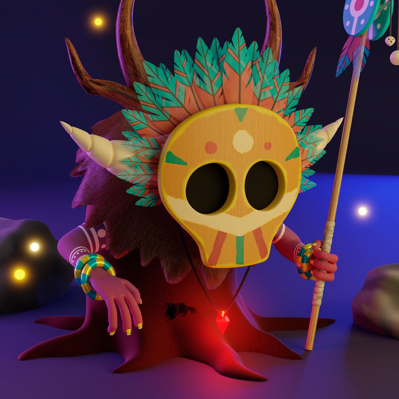 3D 3D illustration blender Character Character design  Isometric Magic   modeling Render shaman