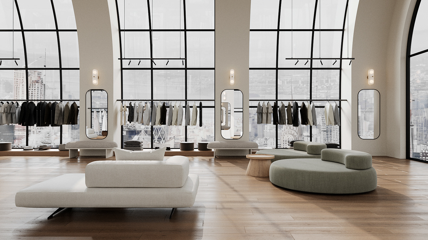 cloth clothes shop clothes store CGI modern visualization architecture coronascene İnteriorscene SCENEFORSALE