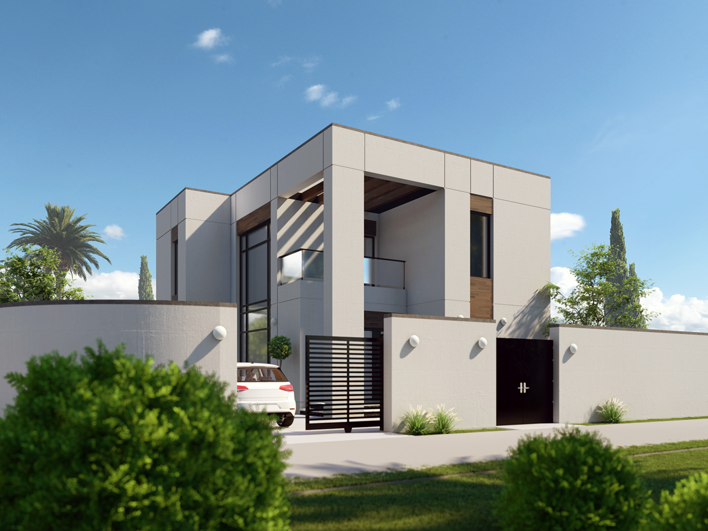 architecture buildings design house Landscape rendering Villa visualization