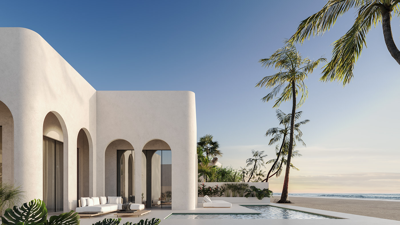 exterior beach sunset architecture Render visualization archviz Kuwait dubai arabic