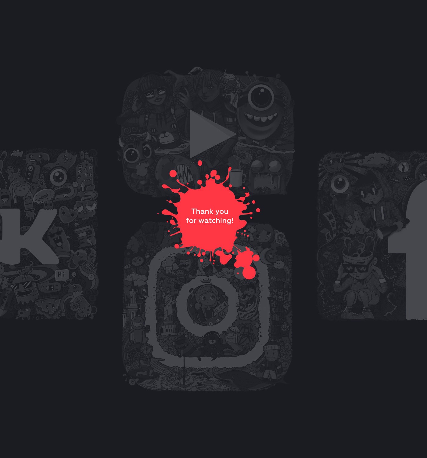 youtube facebook instagram Logotype logodesign doodles monster вк вконтакте лого
