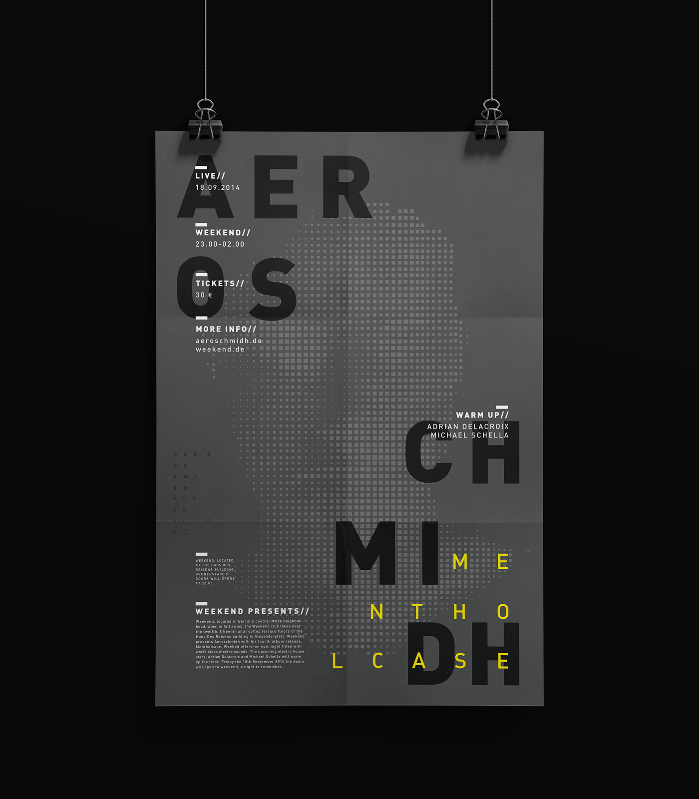 Exprimental Event Print Desgin din gray arist book poster aeroschmidh tickets electro music event weekend