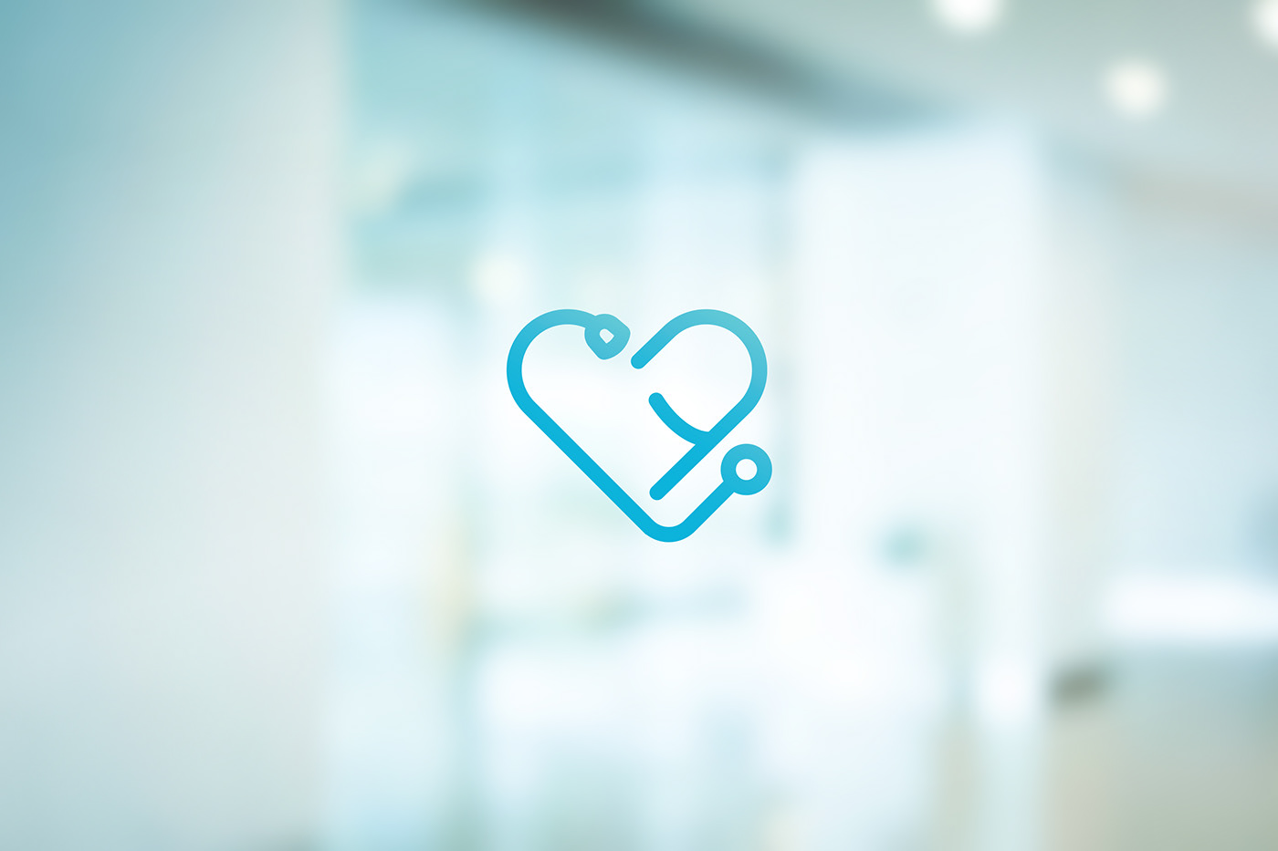 Main brand mark for the healthcare logo. It shows a heart, pill and stethoscope imagery.