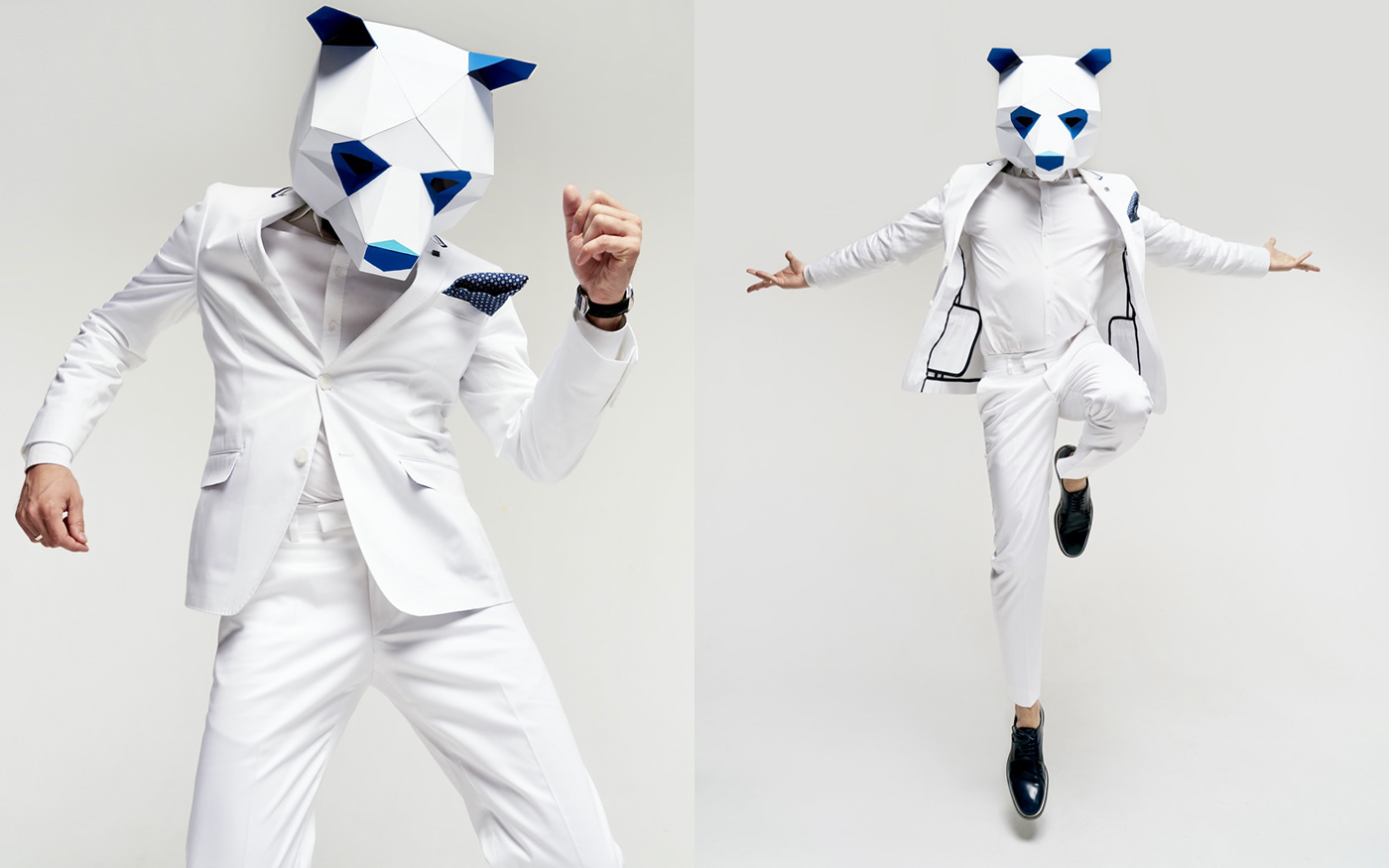 mask Panda  polygonal seamless tuxedo White