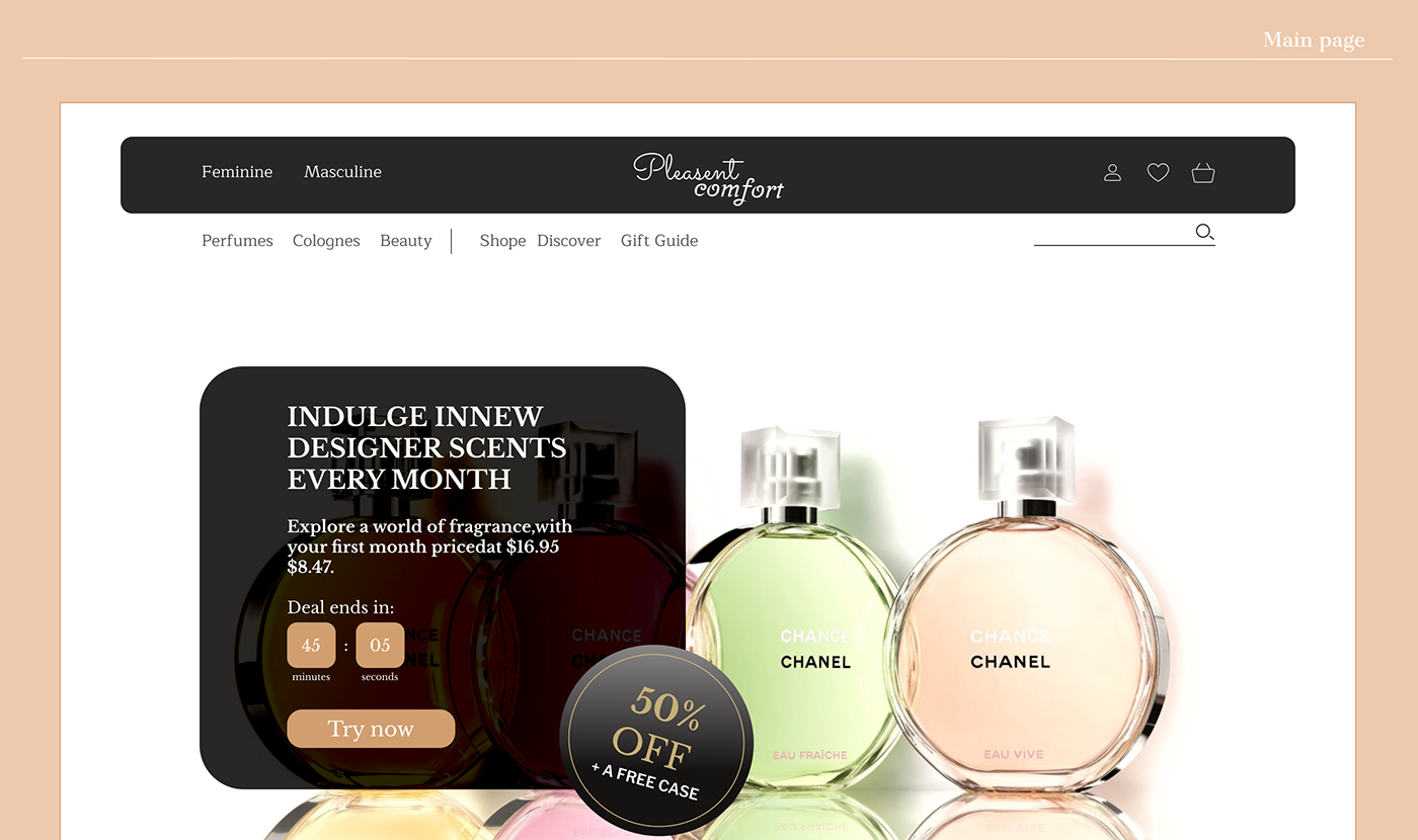 perfume ui design ui ux website design UI/UX Figma Website perfumery beauty store design Perfume Store